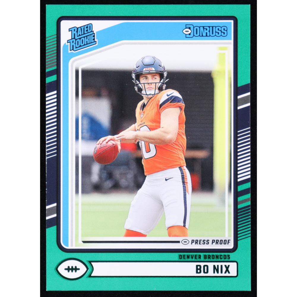 Bo Nix 2024 Donruss Press Proof Green #369 RR RC at PristineAuction.com