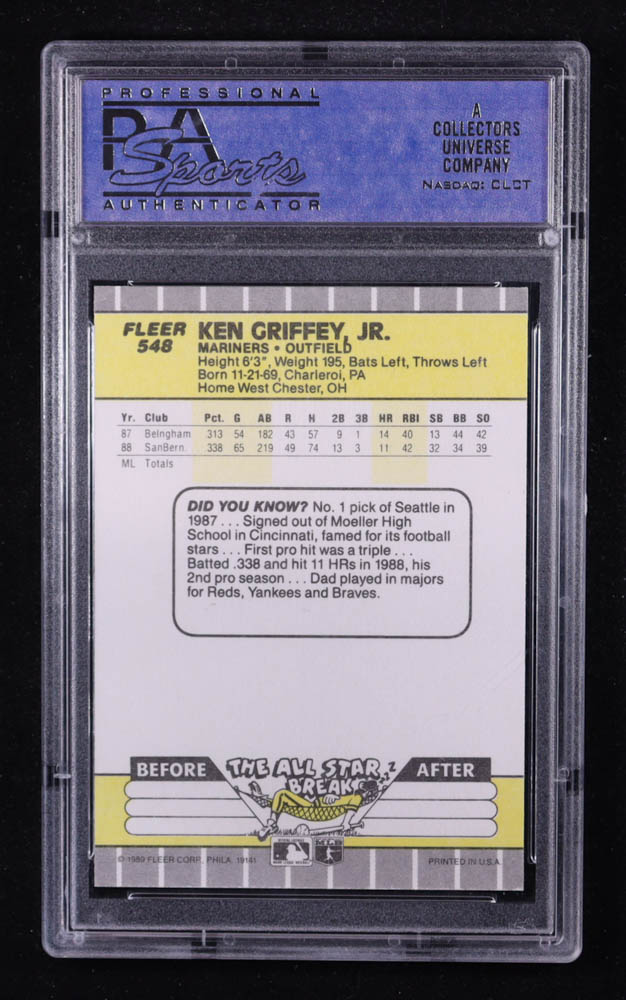Ken Griffey Jr. 1989 Fleer #548 RC (PSA 9) at PristineAuction.com Ken Griffey Jr. 1989 Fleer #548 RC (PSA 9) at PristineAuction.com
