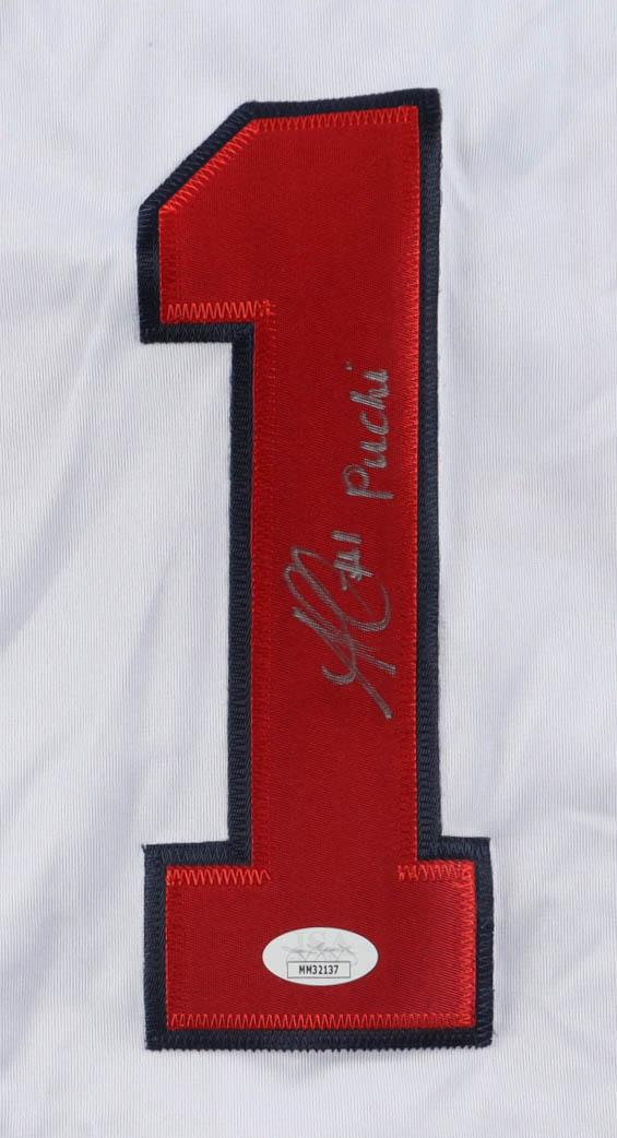 Ozzie Albies Signed Jersey Inscribed "Puchi" (JSA) at PristineAuction.com Ozzie Albies Signed Jersey Inscribed "Puchi" (JSA) at PristineAuction.com
