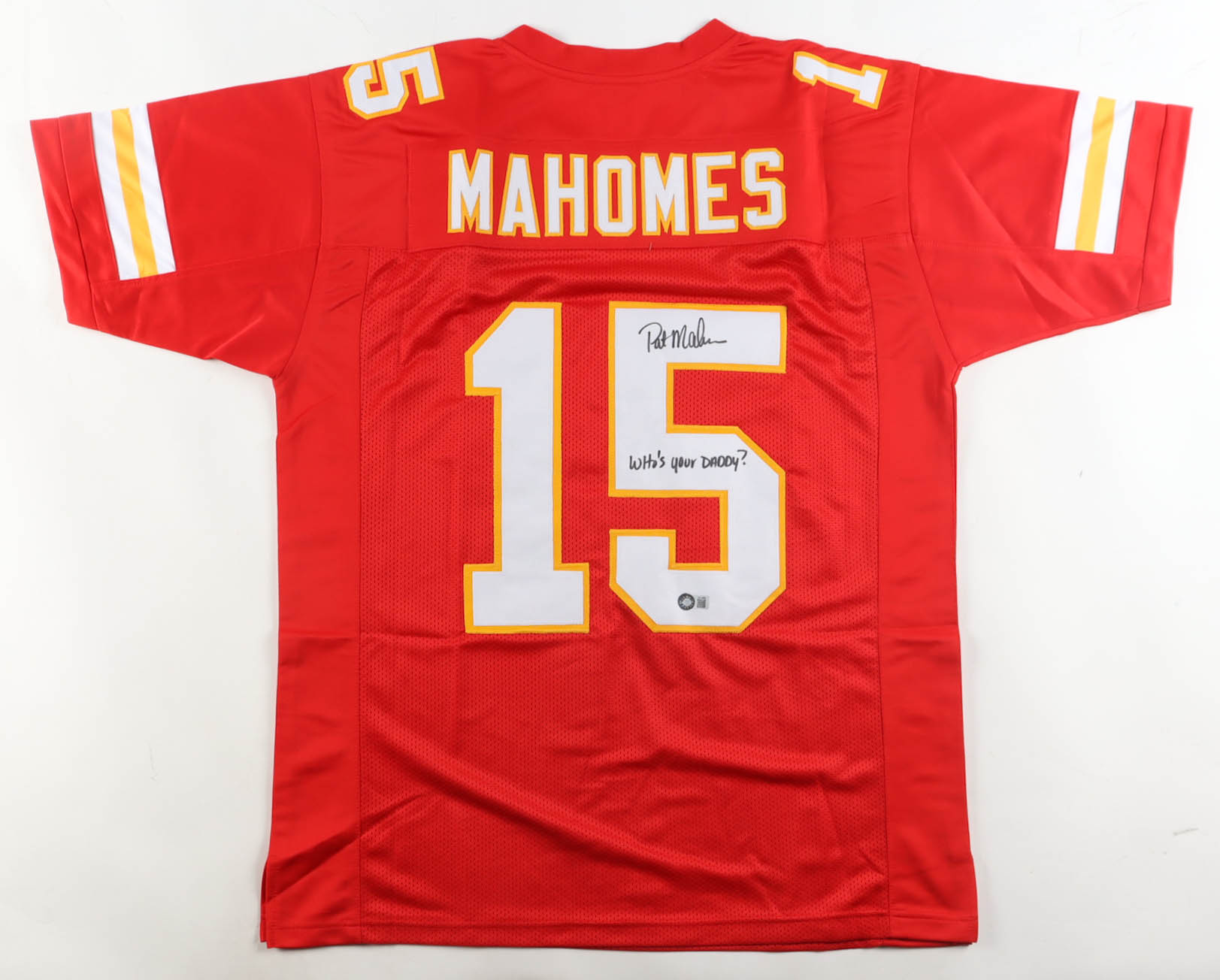 Patrick Mahomes Sr. Signed Jersey Inscribed "Who's Your Daddy?" (Schwartz) at PristineAuction.com Patrick Mahomes Sr. Signed Jersey Inscribed "Who's Your Daddy?" (Schwartz) at PristineAuction.com