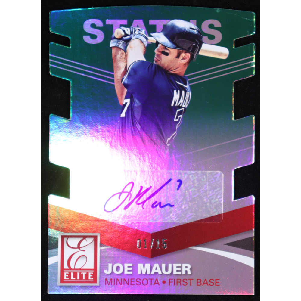 Joe Mauer 2015 Elite Signature Status Green #44 #01/15 at PristineAuction.com