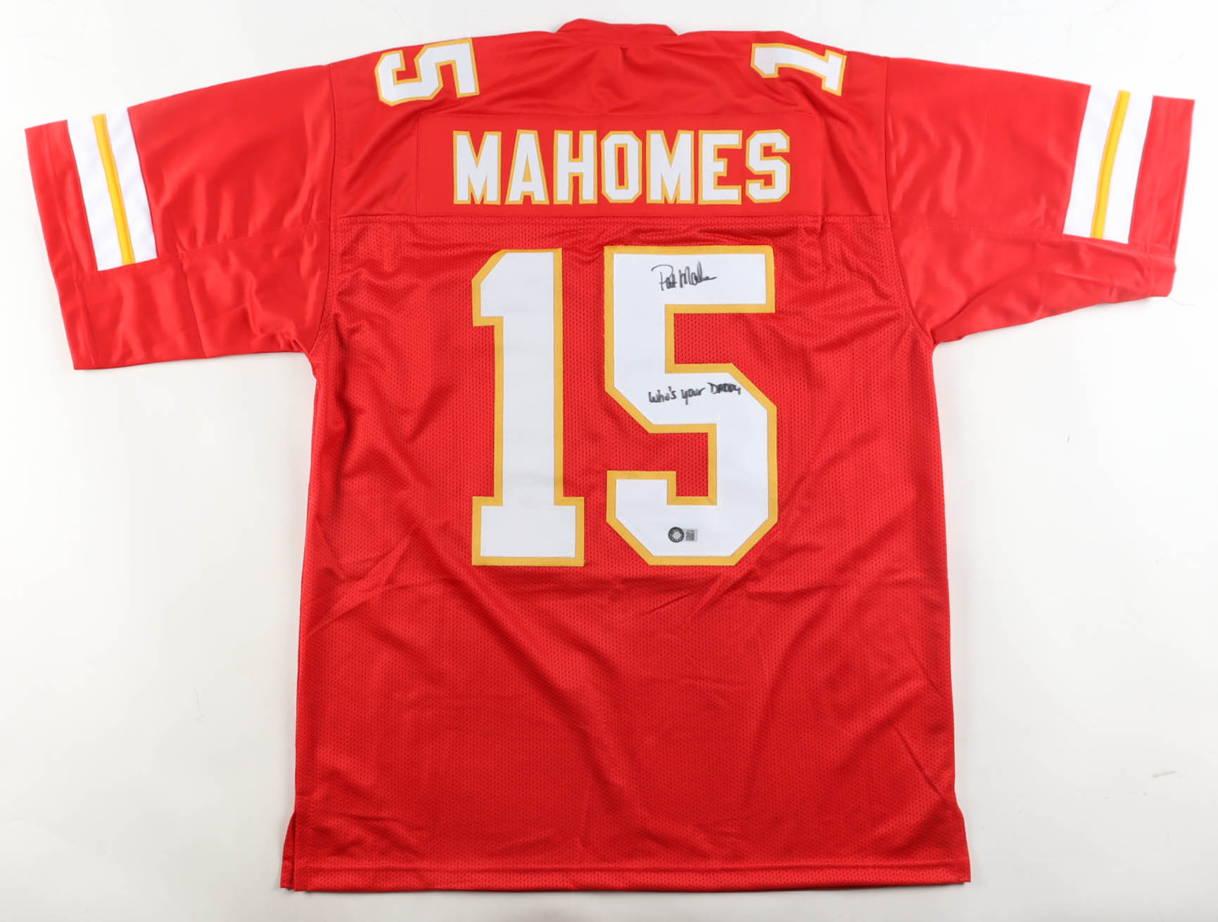 Patrick Mahomes Sr. Signed Jersey Inscribed "Who's Your Daddy?" (Schwartz) at PristineAuction.com Patrick Mahomes Sr. Signed Jersey Inscribed "Who's Your Daddy?" (Schwartz) at PristineAuction.com