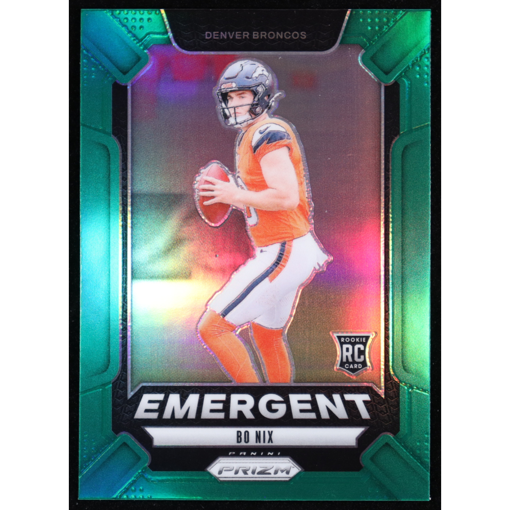 Bo Nix 2024 Panini Prizm Emergent Prizms Green #3 RC at PristineAuction.com