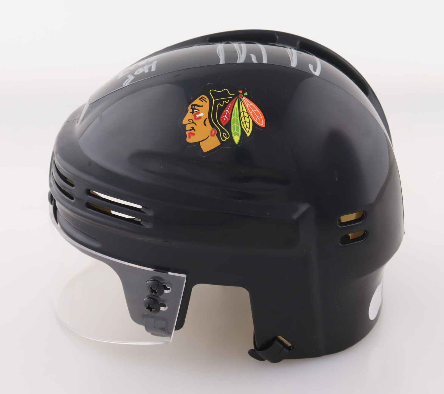 Chris Chelios Signed Blackhawks Mini Helmet Inscribed "HOF 2013" (Schwartz) at PristineAuction.com Chris Chelios Signed Blackhawks Mini Helmet Inscribed "HOF 2013" (Schwartz) at PristineAuction.com