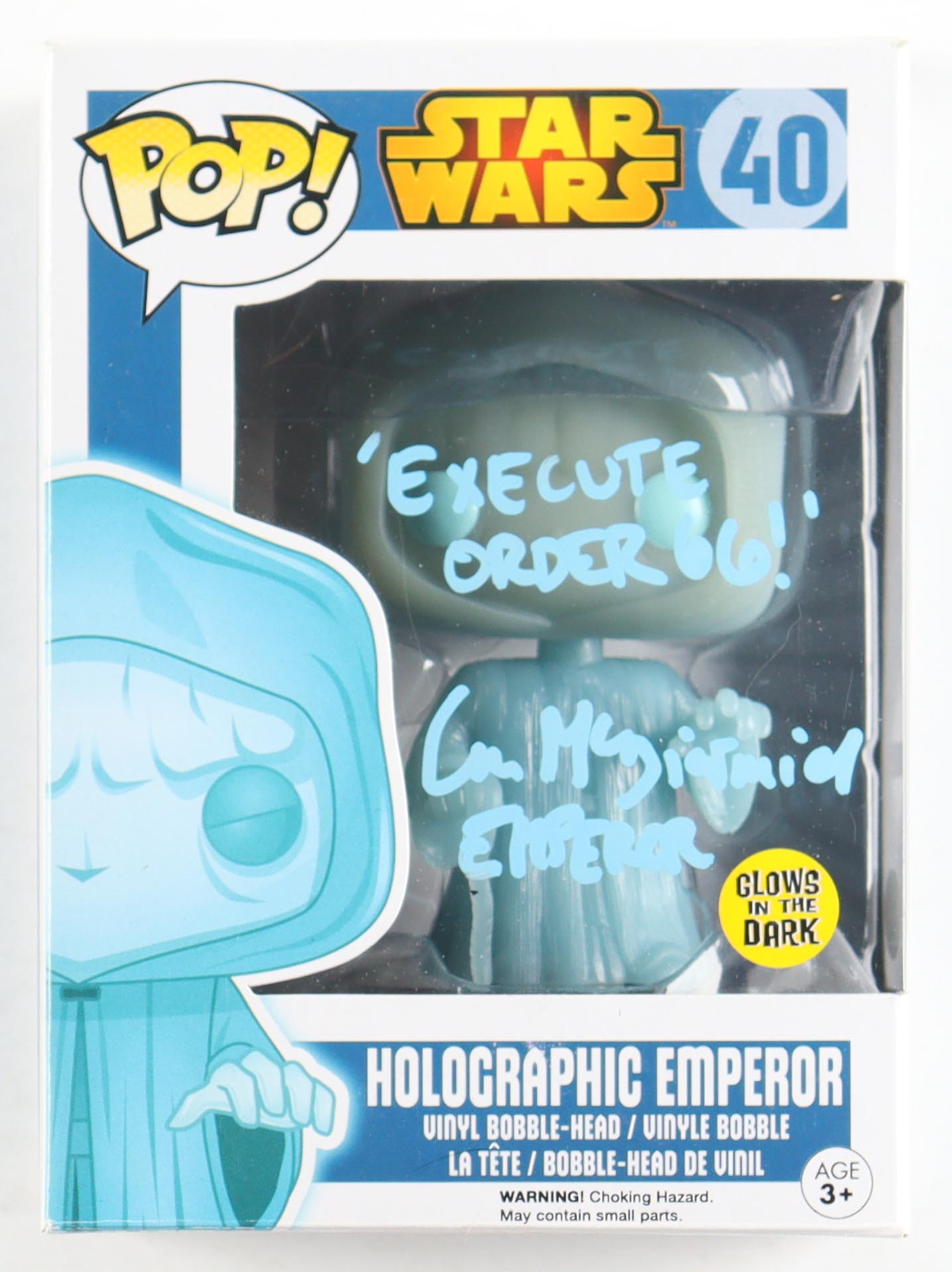Ian McDiarmid Signed "Star Wars" #40 Holographic Emperor Funko Pop! Bobble-Head Inscribed "Execute Order 66!" & "Emperor" (JSA) at PristineAuction.com Ian McDiarmid Signed "Star Wars" #40 Holographic Emperor Funko Pop! Bobble-Head Inscribed "Execute Order 66!" & "Emperor" (JSA) at PristineAuction.com
