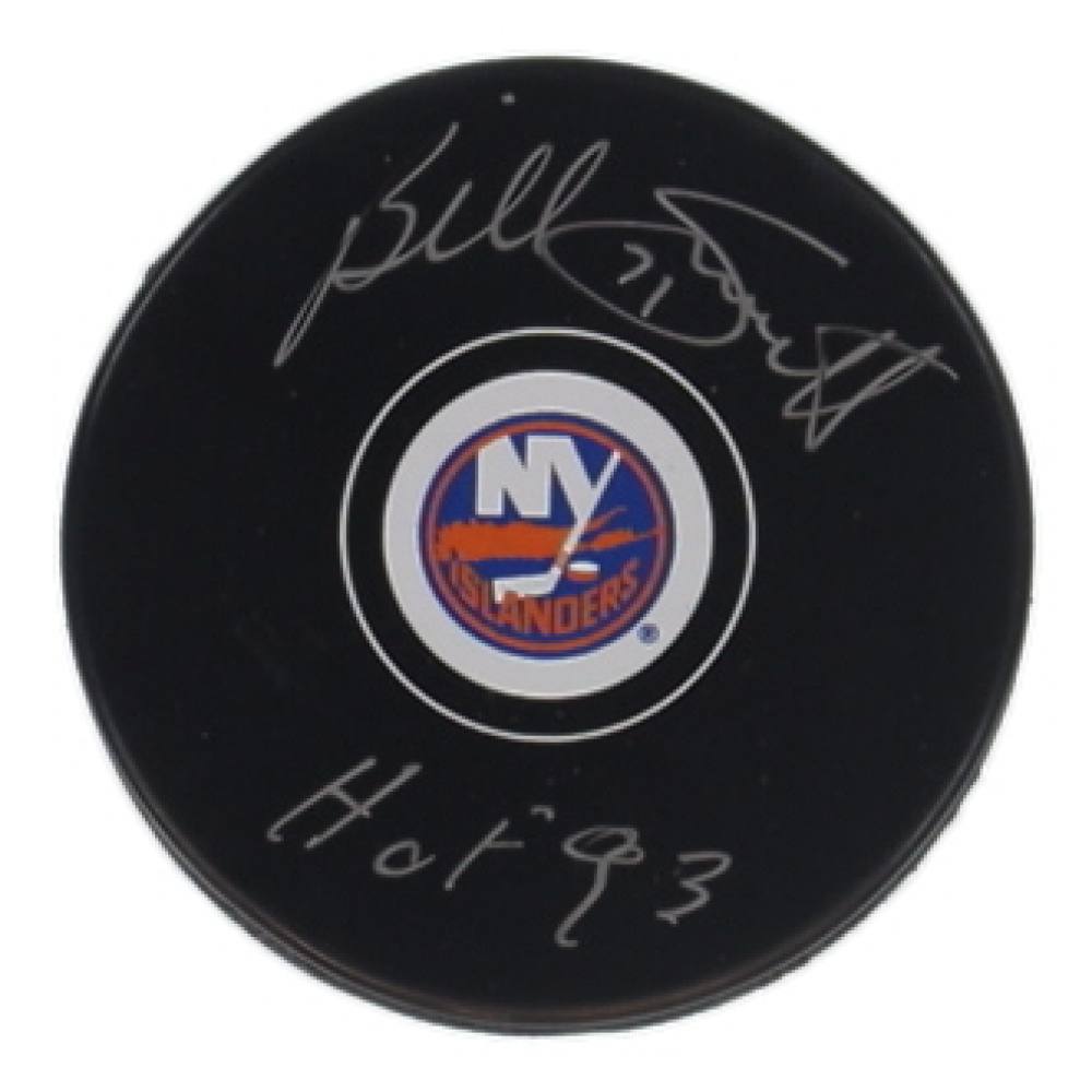 Billy Smith Signed Islanders Logo Hockey Puck Inscribed "HOF 93" (Schwartz) at PristineAuction.com