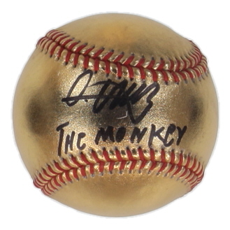 Oneil Cruz Signed Gold Leather OML Baseball Inscribed "The Monkey" (JSA & USA Marketing) at PristineAuction.com Oneil Cruz Signed Gold Leather OML Baseball Inscribed "The Monkey" (JSA & USA Marketing) at PristineAuction.com