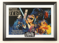 1983 "STAR WARS: Return of the Jedi" Custom Framed Print Display with "May The Force Be With You" Patch at PristineAuction.com