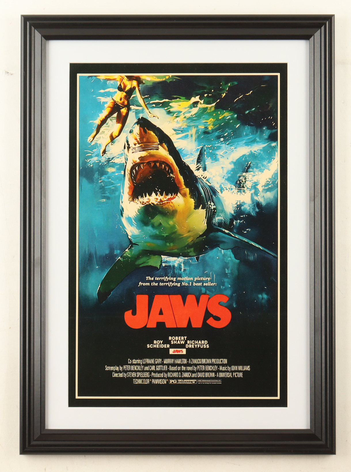 1975 "JAWS" Custom Framed Print at PristineAuction.com 1975 "JAWS" Custom Framed Print at PristineAuction.com