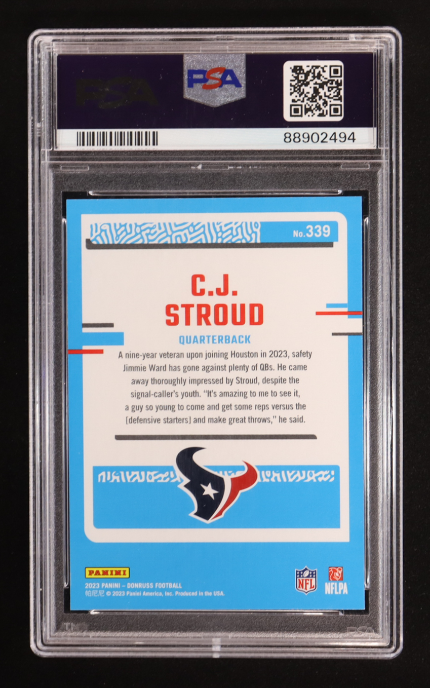 CJ Stroud 2023 Panini Donruss RR #339 RC (PSA 10) at PristineAuction.com CJ Stroud 2023 Panini Donruss RR #339 RC (PSA 10) at PristineAuction.com