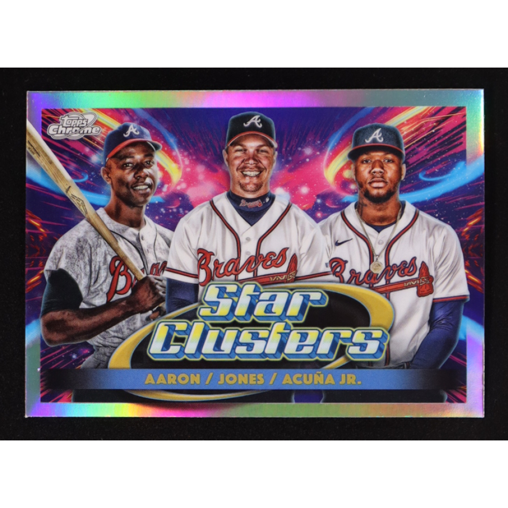 Ronald Acuna Jr. / Chipper Jones / Hank Aaron 2025 Topps Cosmic Chrome Triple Star Clusters #TSC7 at PristineAuction.com