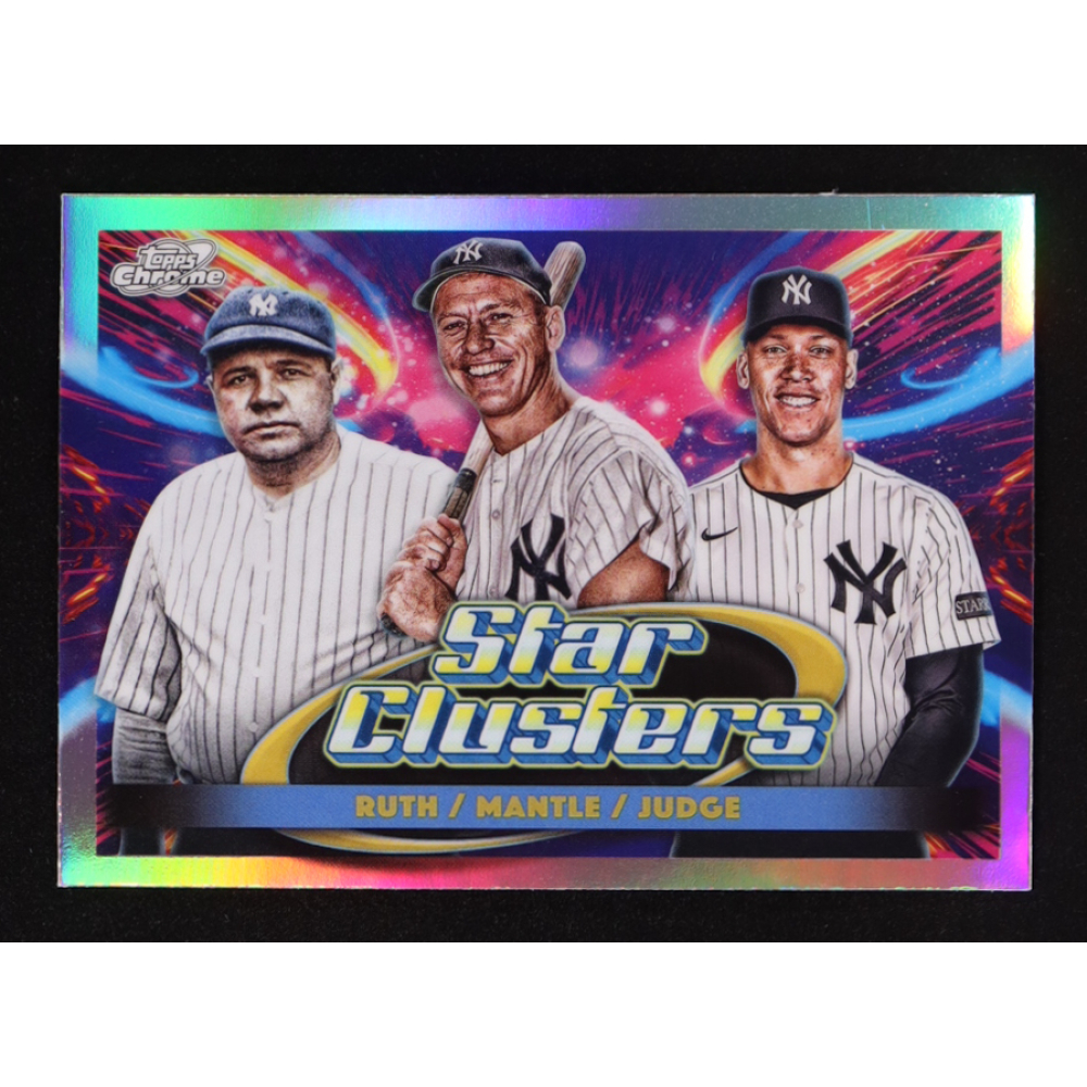 Mickey Mantle / Aaron Judge / Babe Ruth 2025 Topps Cosmic Chrome Triple Star Clusters #TSC2 at PristineAuction.com