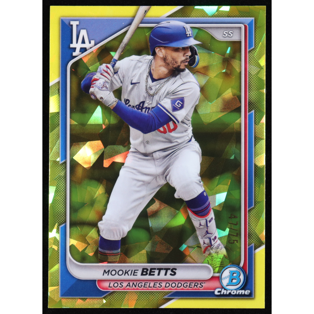 Mookie Betts 2024 Bowman Chrome Sapphire Yellow Refractors #62 #47/75 at PristineAuction.com