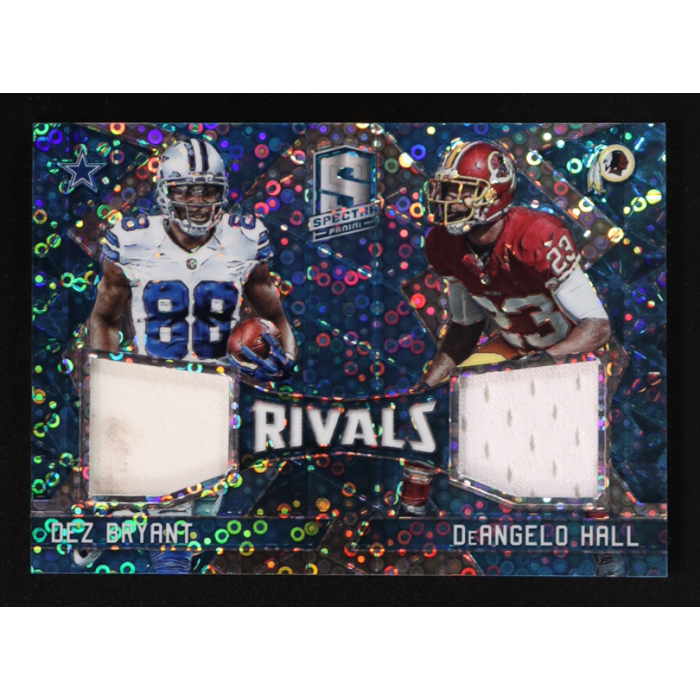 DeAngelo Hall / Dez Bryant 2016 Panini Spectra Rivals Jerseys Neon Blue Game-Used #3 #24/35 at PristineAuction.com