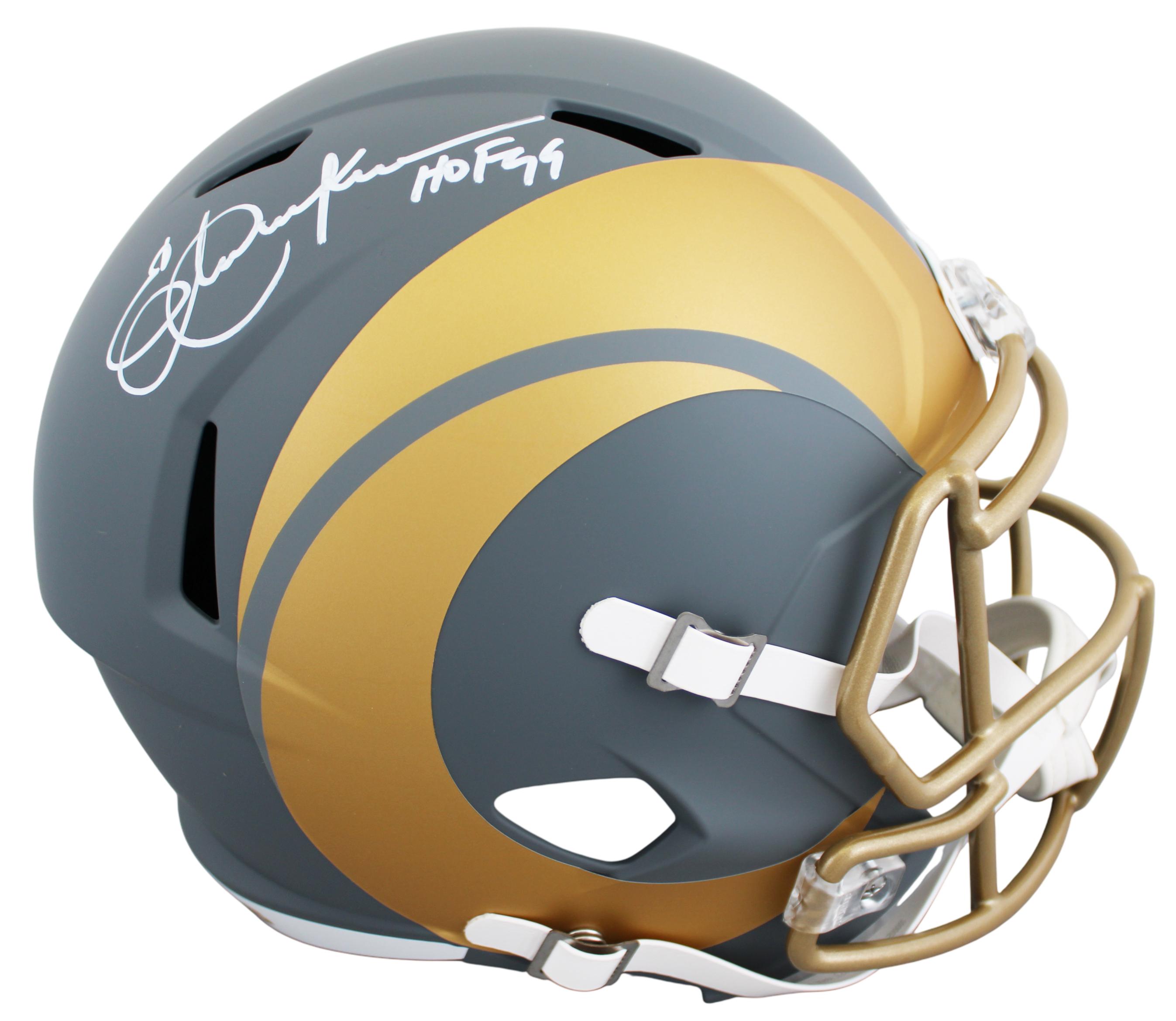 Eric Dickerson Signed Rams Slate Alternate Speed Helmet Inscribed "HOF 99" (Beckett) at PristineAuction.com Eric Dickerson Signed Rams Slate Alternate Speed Helmet Inscribed "HOF 99" (Beckett) at PristineAuction.com