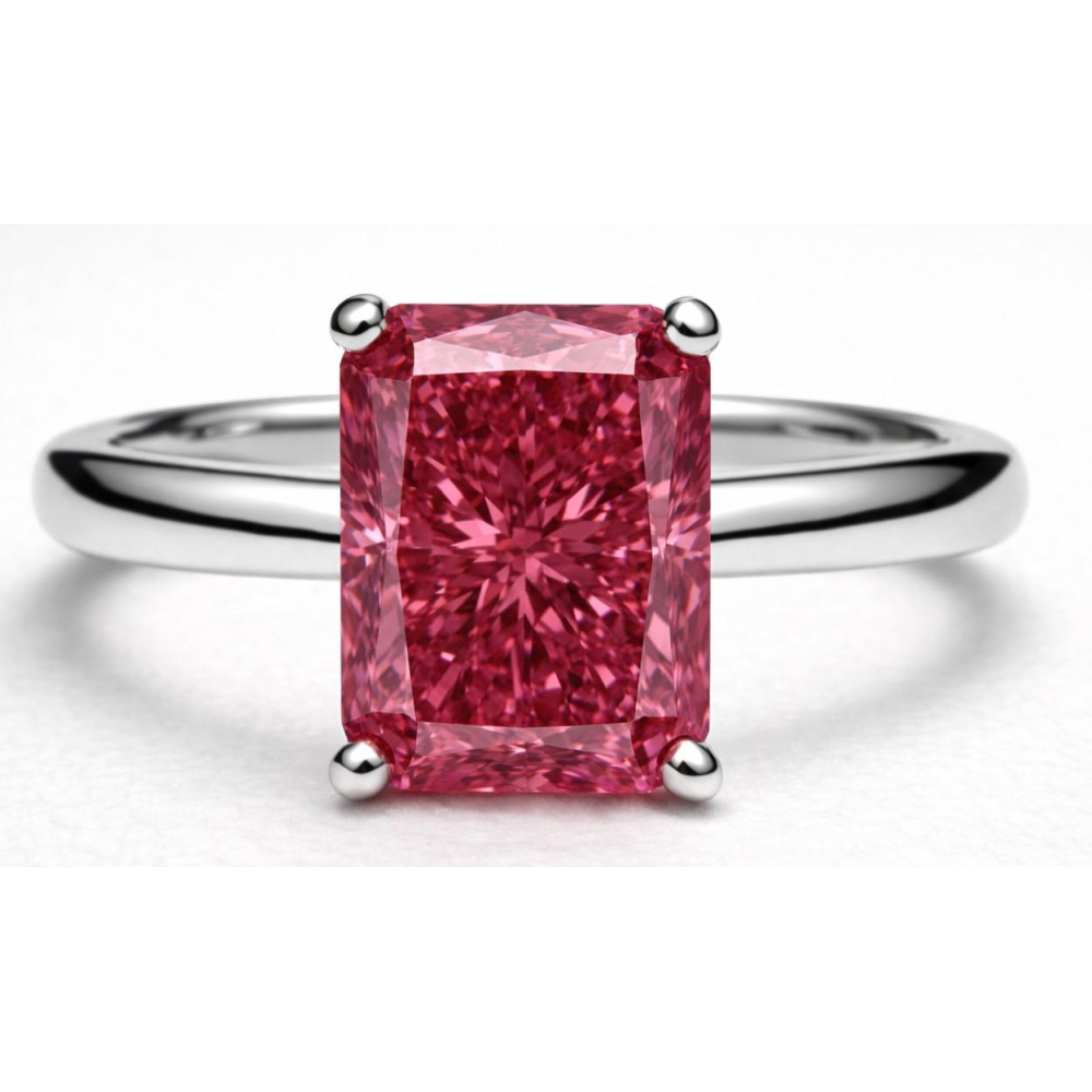 2.50 Carats Lab Grown FANCY VIVID PINK Diamond Ring VS2 | $5,800 Estimated Retail Value (UGL & IGI Certs) | Radiant Cut| Brand New at PristineAuction.com