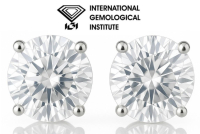 Platinum 3.47 Carats Lab Grown Diamond Stud Earrings F, VS2 | $8,000 Estimated Retail Value (UGL & IGI Certs) | Round Ideal Cut| Brand New at PristineAuction.com