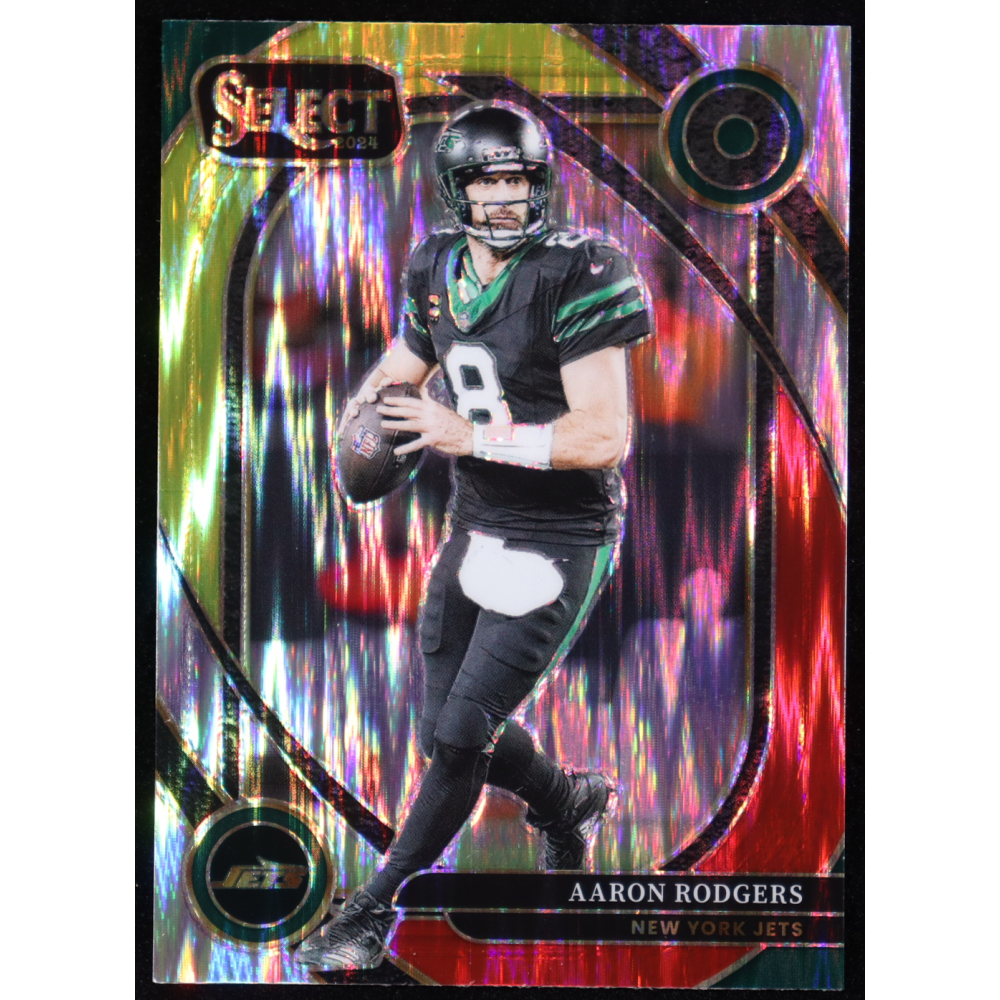 Aaron Rodgers 2024 Select Prizm Red and Yellow Shock #231 at PristineAuction.com