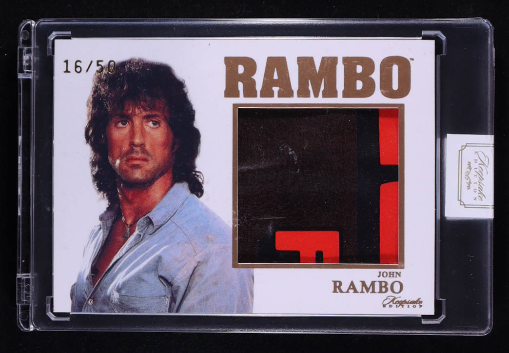 John Rambo 2024 Keepsake Edition Jumbo Relic Rambo III #103 #16/50 at PristineAuction.com John Rambo 2024 Keepsake Edition Jumbo Relic Rambo III #103 #16/50 at PristineAuction.com
