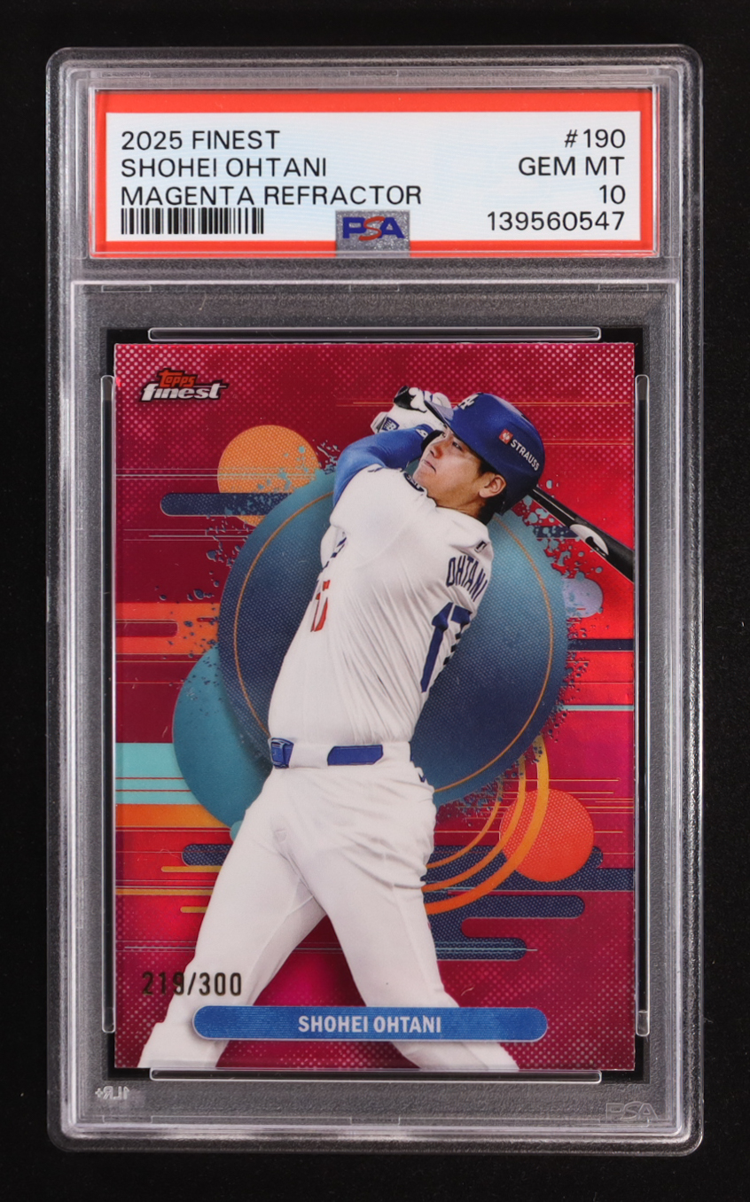 Shohei Ohtani 2025 Finest Magenta Refractors #190 #219/300 (PSA 10) at PristineAuction.com Shohei Ohtani 2025 Finest Magenta Refractors #190 #219/300 (PSA 10) at PristineAuction.com