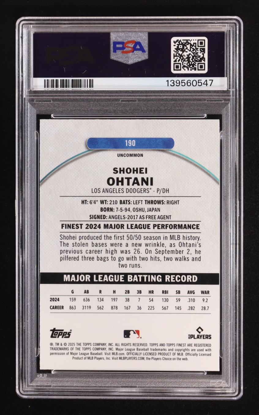 Shohei Ohtani 2025 Finest Magenta Refractors #190 #219/300 (PSA 10) at PristineAuction.com Shohei Ohtani 2025 Finest Magenta Refractors #190 #219/300 (PSA 10) at PristineAuction.com