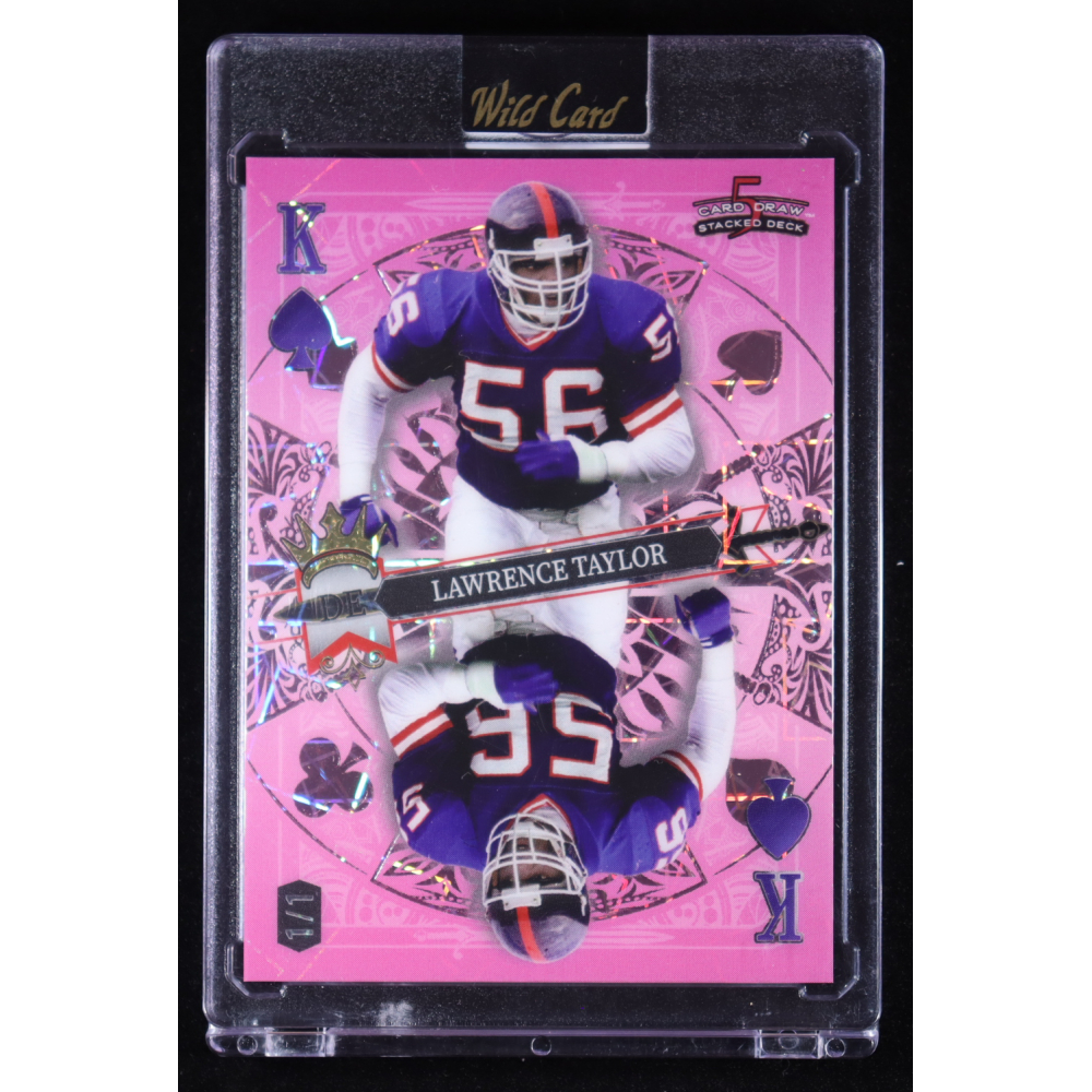 Lawrence Taylor 2024 Wild Card 5 Card Draw King of Spades Lazer Pink #LTN #1/1 at PristineAuction.com