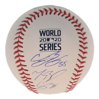 Corey Seager, Cody Bellinger & Mookie Betts Signed Official 2020 World Series Logo Baseball (Fanatics & MLB) at PristineAuction.com Corey Seager, Cody Bellinger & Mookie Betts Signed Official 2020 World Series Logo Baseball (Fanatics & MLB) at PristineAuction.com