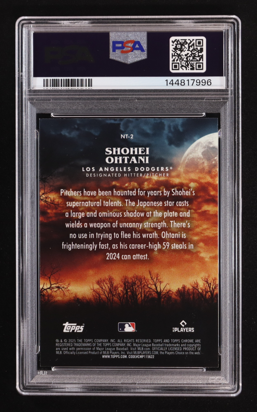 Shohei Ohtani 2025 Topps Chrome Update Night Terrors #NT2 (PSA 10) at PristineAuction.com Shohei Ohtani 2025 Topps Chrome Update Night Terrors #NT2 (PSA 10) at PristineAuction.com