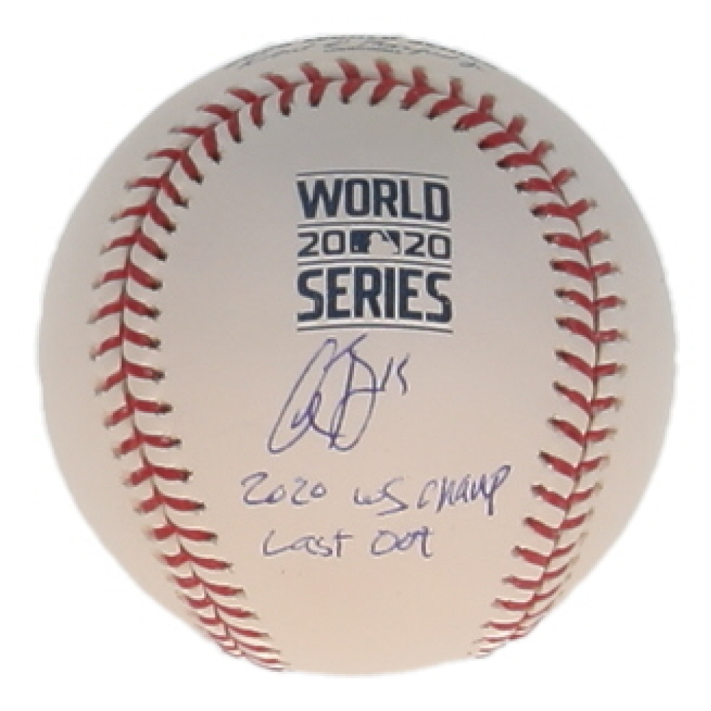 Austin Barnes Signed Official 2020 World Series Logo Baseball Inscribed "2020 WS Champ Last Day" (PSA) at PristineAuction.com