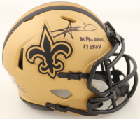 Alvin Kamara Signed Saints Rave Alternate Speed Mini Helmet Inscribed "5x Pro Bowl" & "17 OROY" (Fanatics) at PristineAuction.com