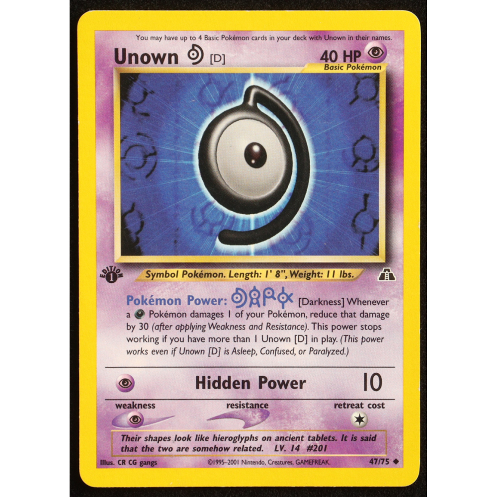 Unown D 2001 Pokemon Neo Discovery 1st Edition #47 at PristineAuction.com