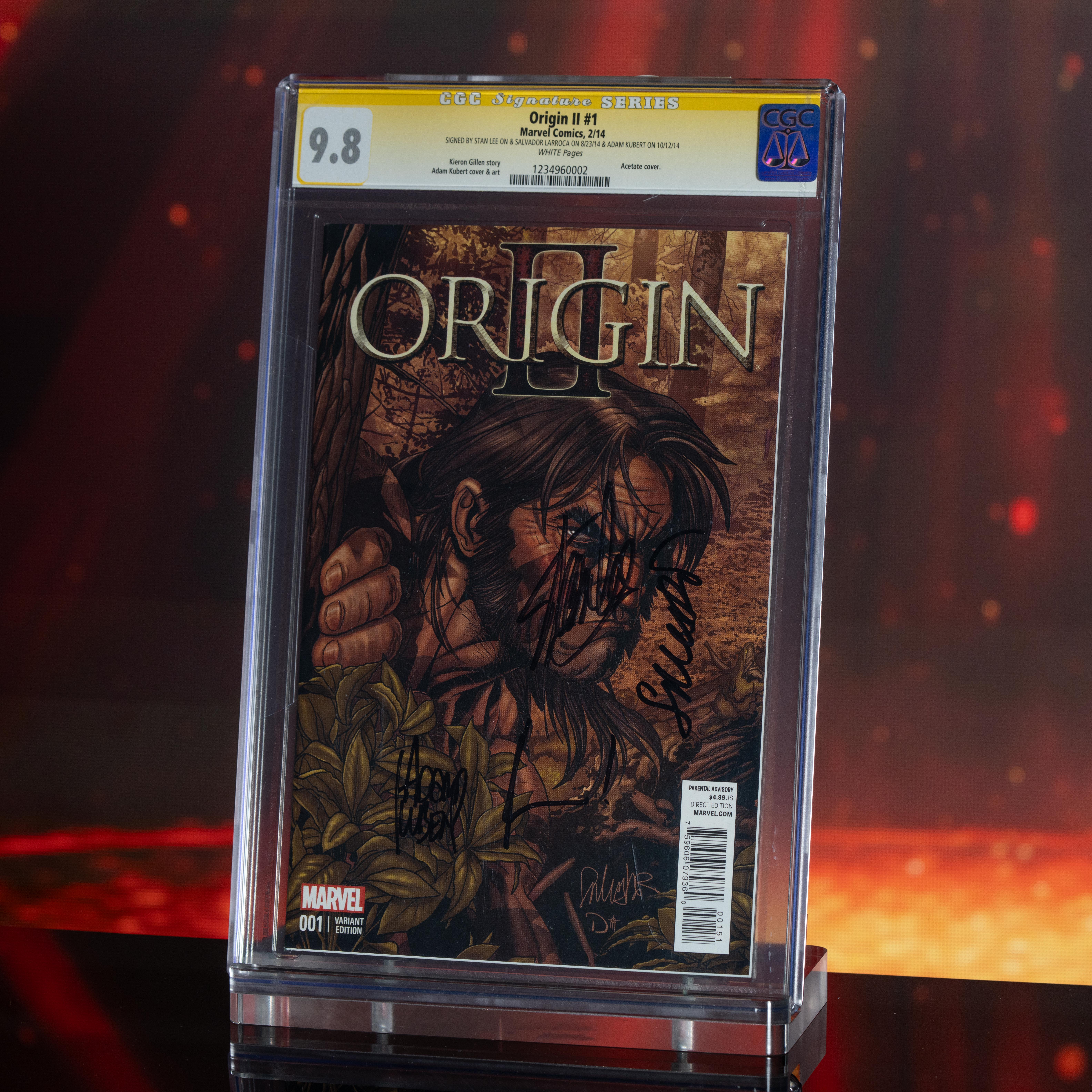 Stan Lee, Salvador Larroca & Adam Kubert Signed 2014 "Origin II" #1 Marvel Comic Book (CGC 9.8) at PristineAuction.com Stan Lee, Salvador Larroca & Adam Kubert Signed 2014 "Origin II" #1 Marvel Comic Book (CGC 9.8) at PristineAuction.com