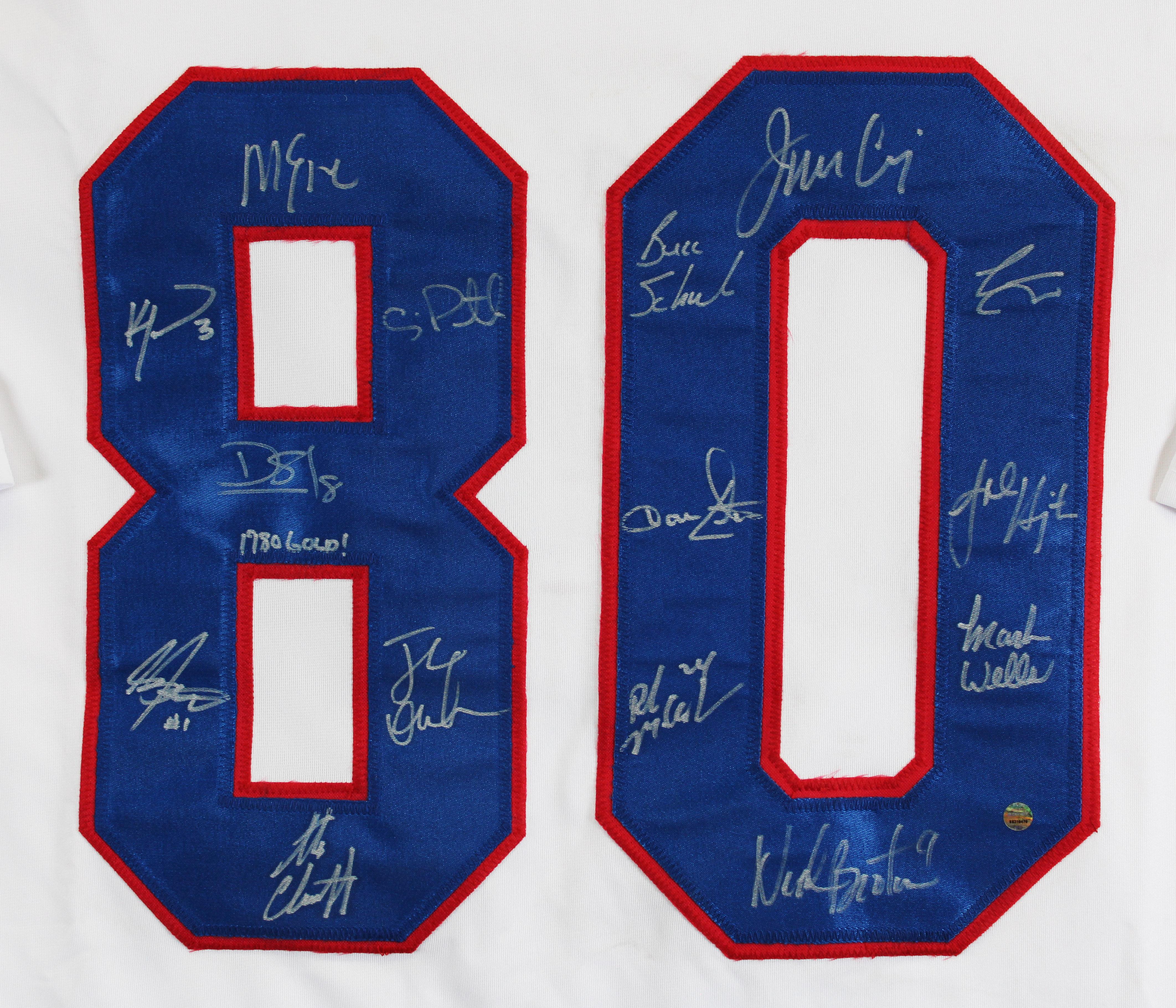 1980 Team USA "Miracle On Ice" Jersey Team-Signed by (15) With Neal Broten, Jack O'Callahan, Mike Eruzione, Buzz Schneider Inscribed "1980 Gold!" (Steiner) at PristineAuction.com 1980 Team USA "Miracle On Ice" Jersey Team-Signed by (15) With Neal Broten, Jack O'Callahan, Mike Eruzione, Buzz Schneider Inscribed "1980 Gold!" (Steiner) at PristineAuction.com
