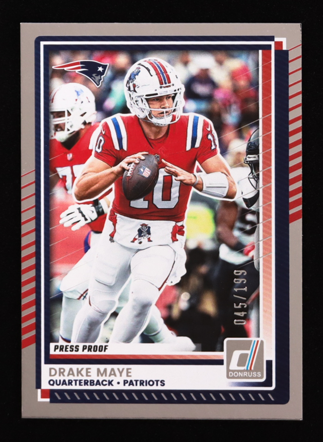 Drake Maye 2025 Donruss Press Proof Silver #58 #45/199 at PristineAuction.com Drake Maye 2025 Donruss Press Proof Silver #58 #45/199 at PristineAuction.com