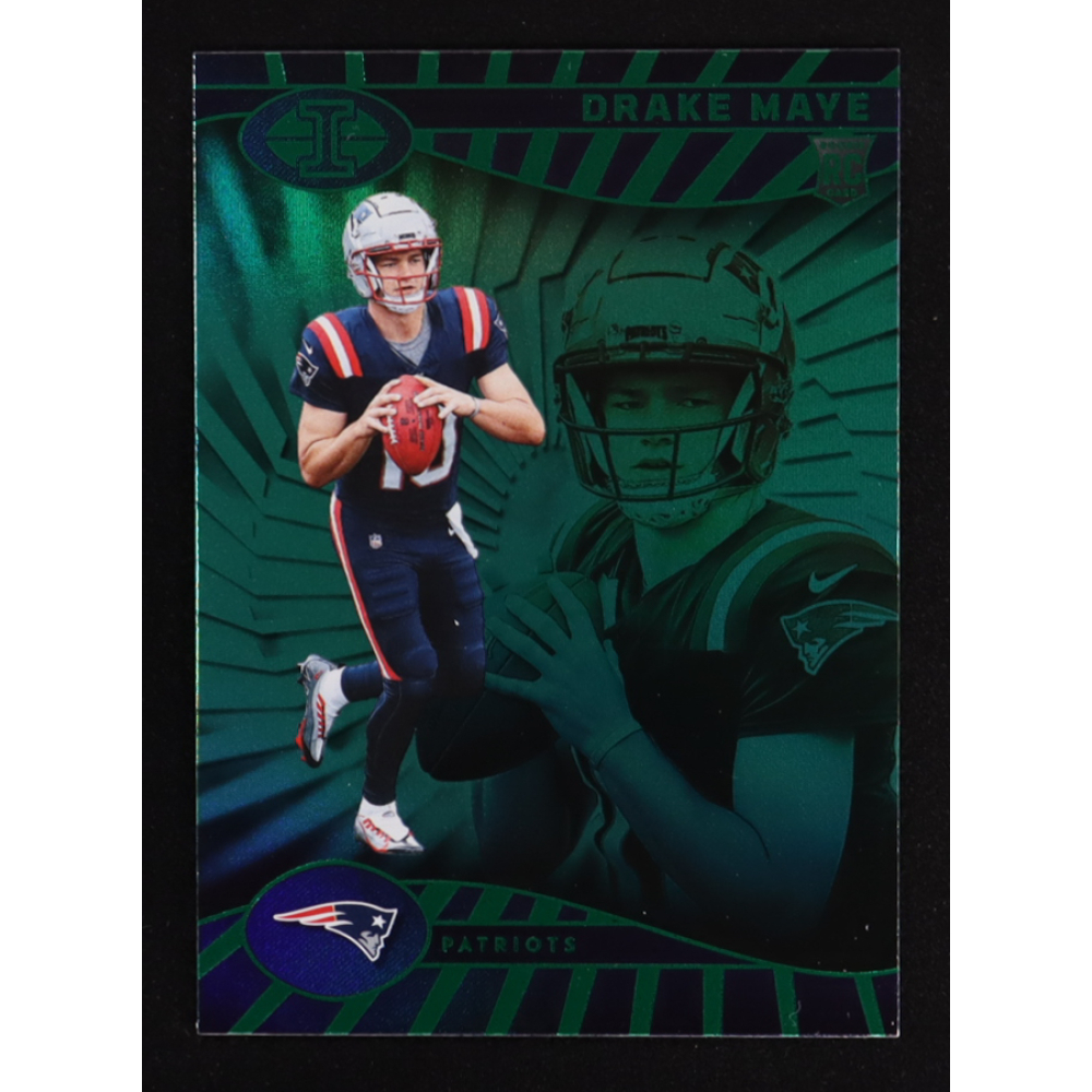 Drake Maye 2024 Panini Illusions Trophy Collection Emerald #59 RC at PristineAuction.com