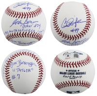 Charlie Sheen, Tom Berenger & Corbin Bernsen Signed OML Baseball Inscribed "Dorn #24", "Taylor #7", & "Strike This M********** Out!" (Beckett) at PristineAuction.com