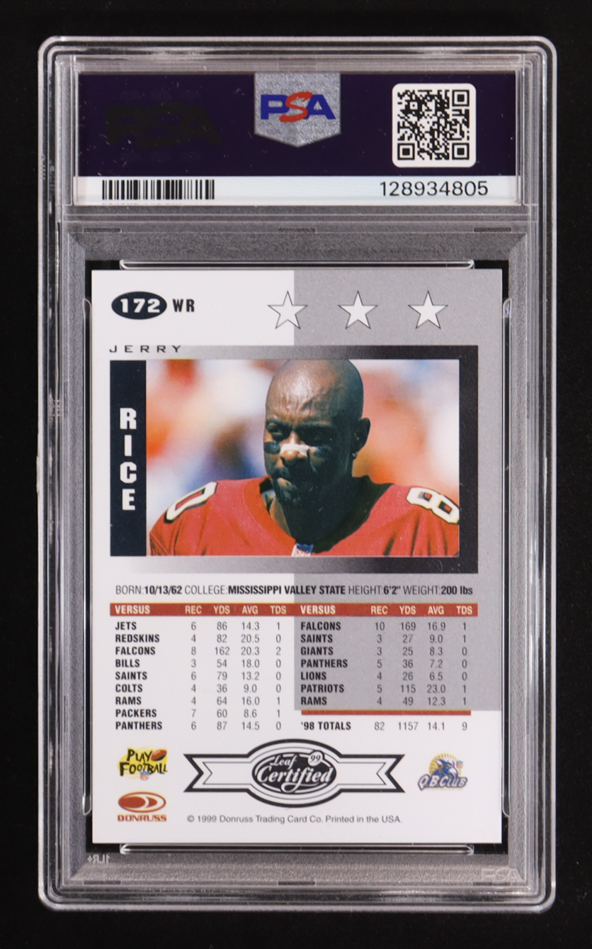 Jerry Rice 1999 Leaf Certified #172 (PSA 9) at PristineAuction.com Jerry Rice 1999 Leaf Certified #172 (PSA 9) at PristineAuction.com