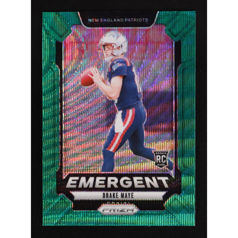 Drake Maye 2024 Panini Prizm Emergent Prizms Green Wave #4 RC at PristineAuction.com