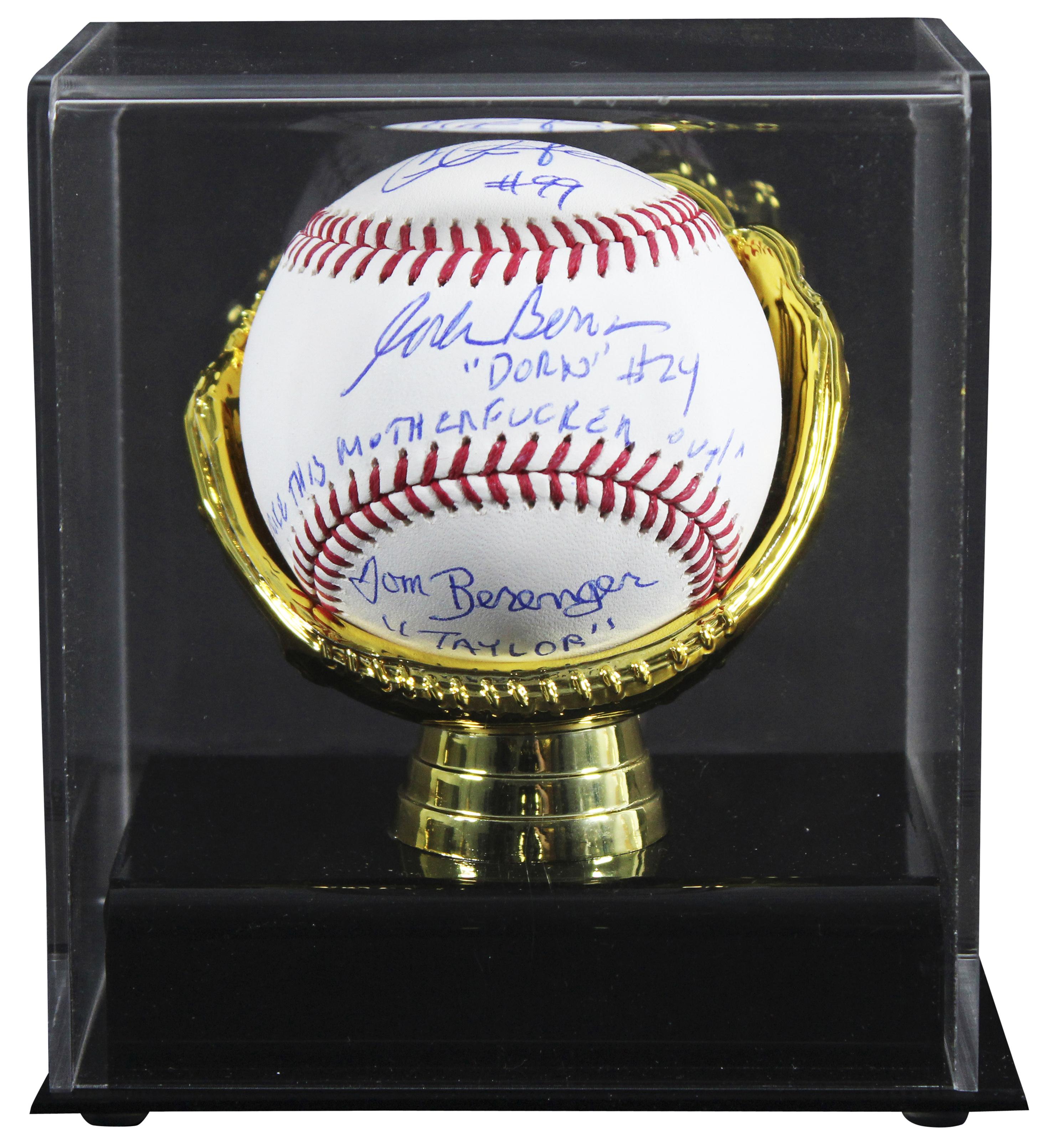 Charlie Sheen, Tom Berenger & Corbin Bernsen Signed "Major League" OML Baseball Inscribed "Dorn #24", "Taylor #7", & "Strike This M********** Out!" (Beckett) at PristineAuction.com Charlie Sheen, Tom Berenger & Corbin Bernsen Signed "Major League" OML Baseball Inscribed "Dorn #24", "Taylor #7", & "Strike This M********** Out!" (Beckett) at PristineAuction.com