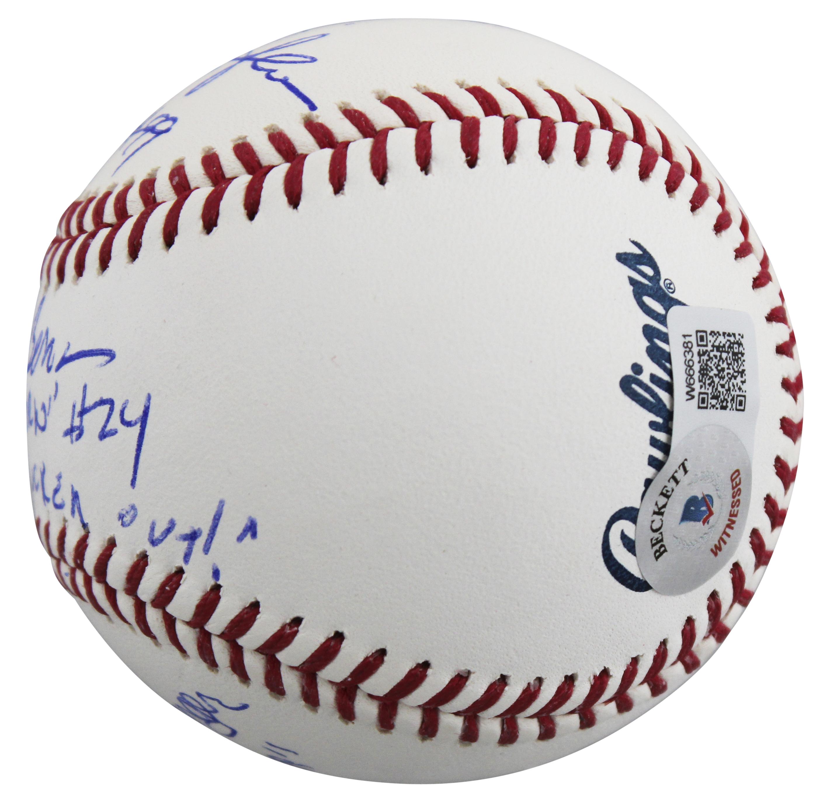 Charlie Sheen, Tom Berenger & Corbin Bernsen Signed "Major League" OML Baseball Inscribed "Dorn #24", "Taylor #7", & "Strike This M********** Out!" (Beckett) at PristineAuction.com Charlie Sheen, Tom Berenger & Corbin Bernsen Signed "Major League" OML Baseball Inscribed "Dorn #24", "Taylor #7", & "Strike This M********** Out!" (Beckett) at PristineAuction.com