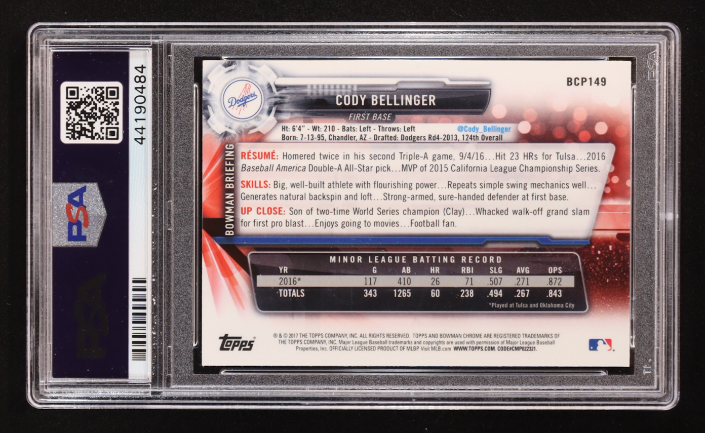 Cody Bellinger 2017 Bowman Chrome Prospects #BCP149 RC (PSA 10) at PristineAuction.com Cody Bellinger 2017 Bowman Chrome Prospects #BCP149 RC (PSA 10) at PristineAuction.com