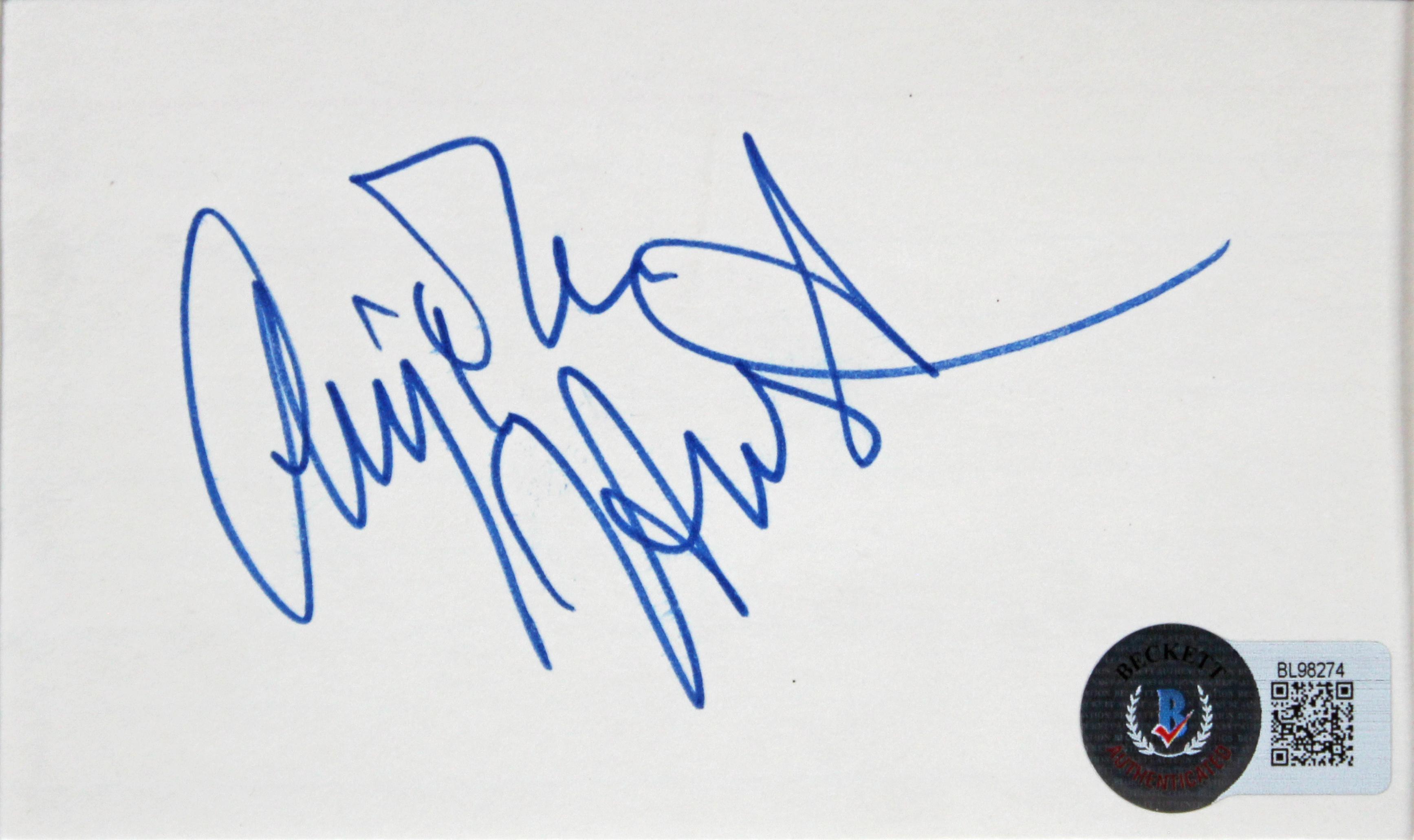 Anjelica Huston Signed "The Addams Family" Custom Framed Index Card Display (Beckett) at PristineAuction.com Anjelica Huston Signed "The Addams Family" Custom Framed Index Card Display (Beckett) at PristineAuction.com