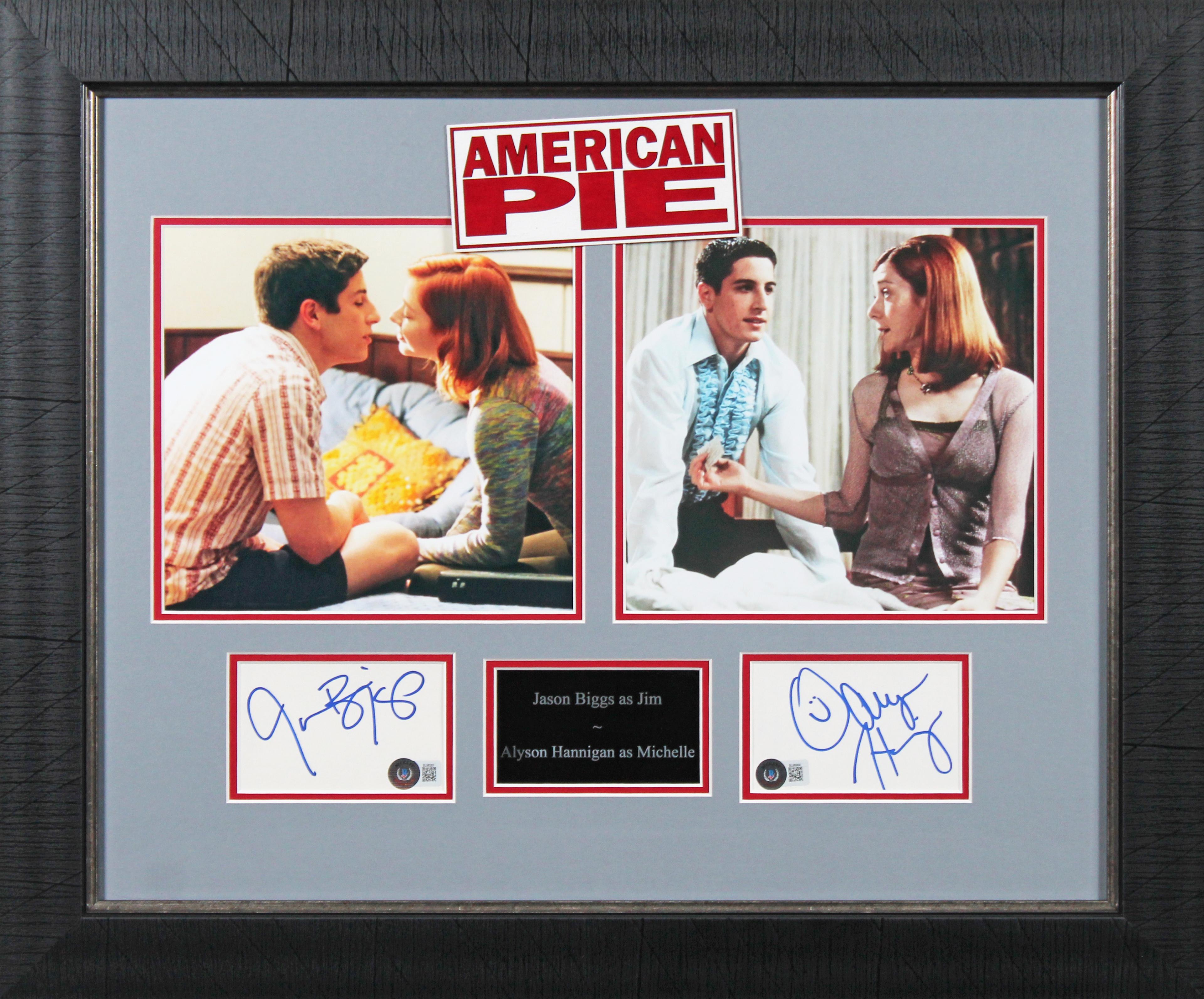 Jason Biggs & Alyson Hannigan Signed "American Pie" Custom Framed Index Card Display (Beckett) at PristineAuction.com Jason Biggs & Alyson Hannigan Signed "American Pie" Custom Framed Index Card Display (Beckett) at PristineAuction.com
