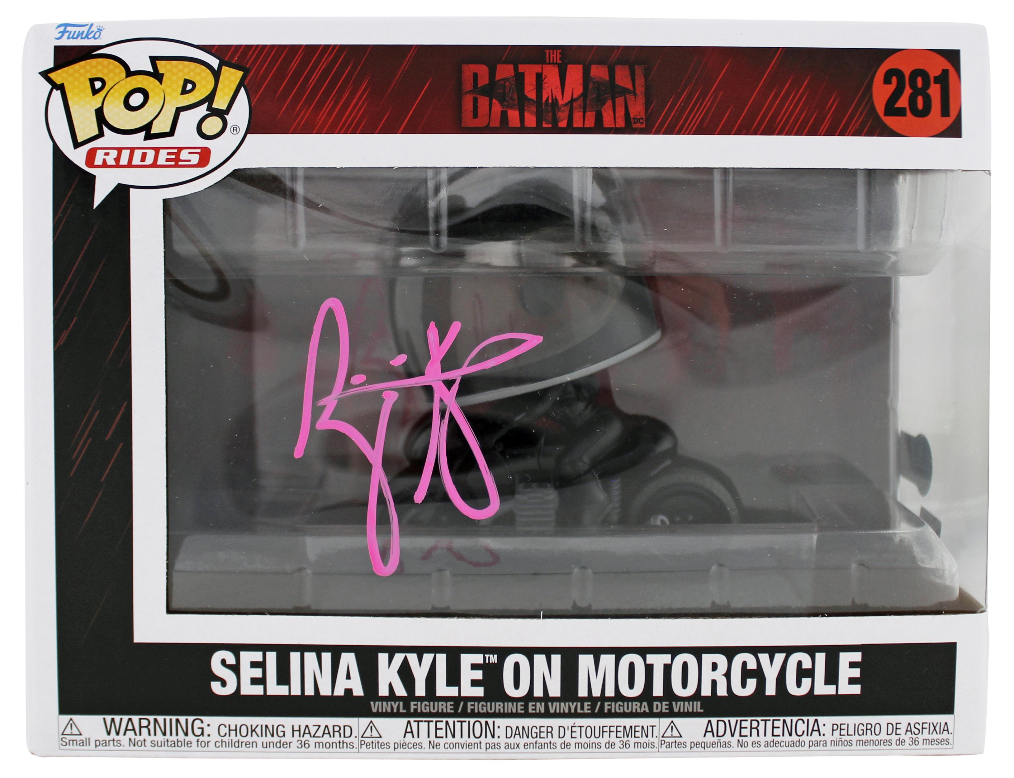 Zoe Kravitz Signed "The Batman" #281 Selina Kyle On Motorcycle Funko Pop! Vinyl Figure (Beckett) at PristineAuction.com Zoe Kravitz Signed "The Batman" #281 Selina Kyle On Motorcycle Funko Pop! Vinyl Figure (Beckett) at PristineAuction.com