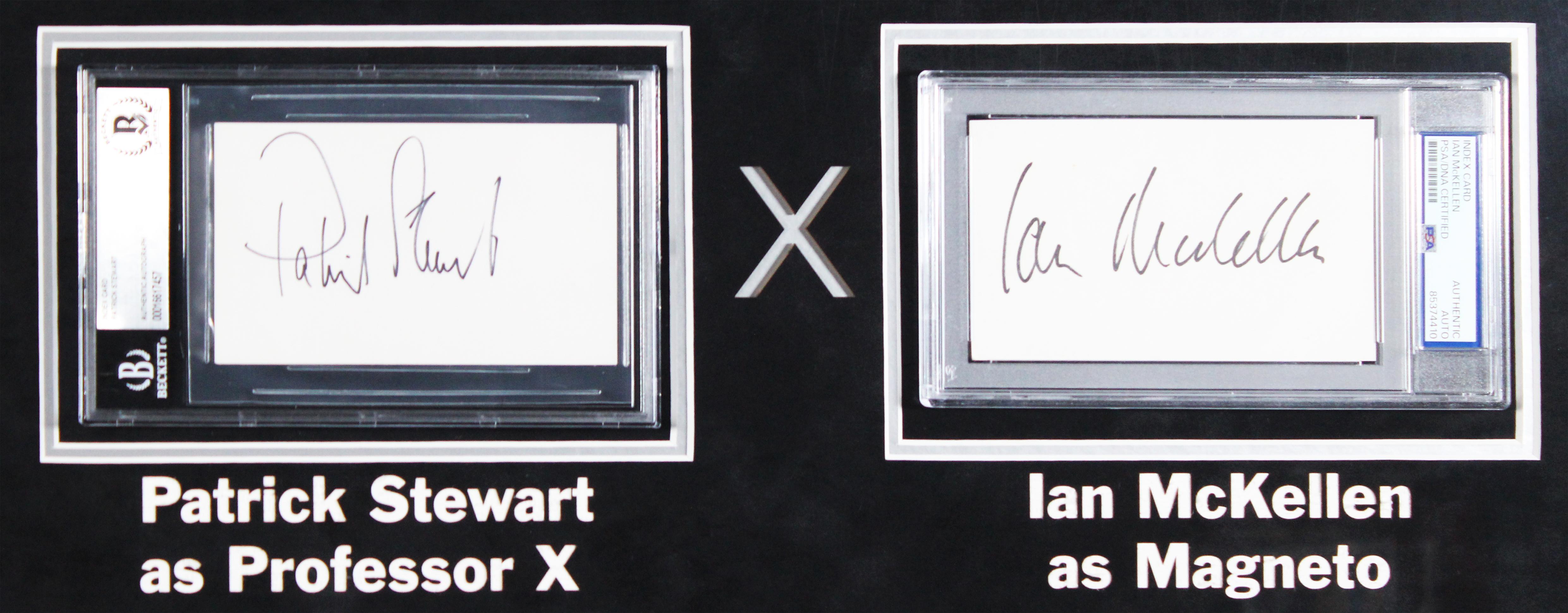 Ian McKellen & Patrick Stewart Signed "X-Men" Custom Framed Index Card Display (BGS & PSA) at PristineAuction.com Ian McKellen & Patrick Stewart Signed "X-Men" Custom Framed Index Card Display (BGS & PSA) at PristineAuction.com