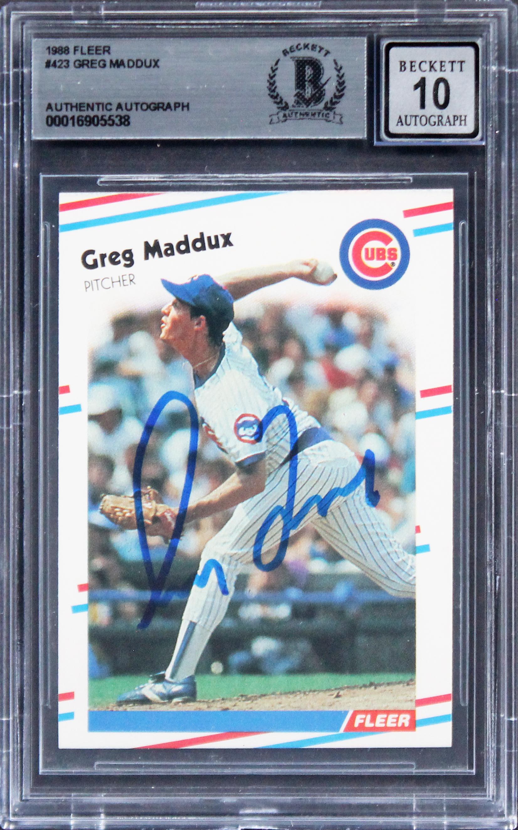 Greg Maddux Signed 1988 Fleer #423 (BGS | Auto 10) at PristineAuction.com Greg Maddux Signed 1988 Fleer #423 (BGS | Auto 10) at PristineAuction.com