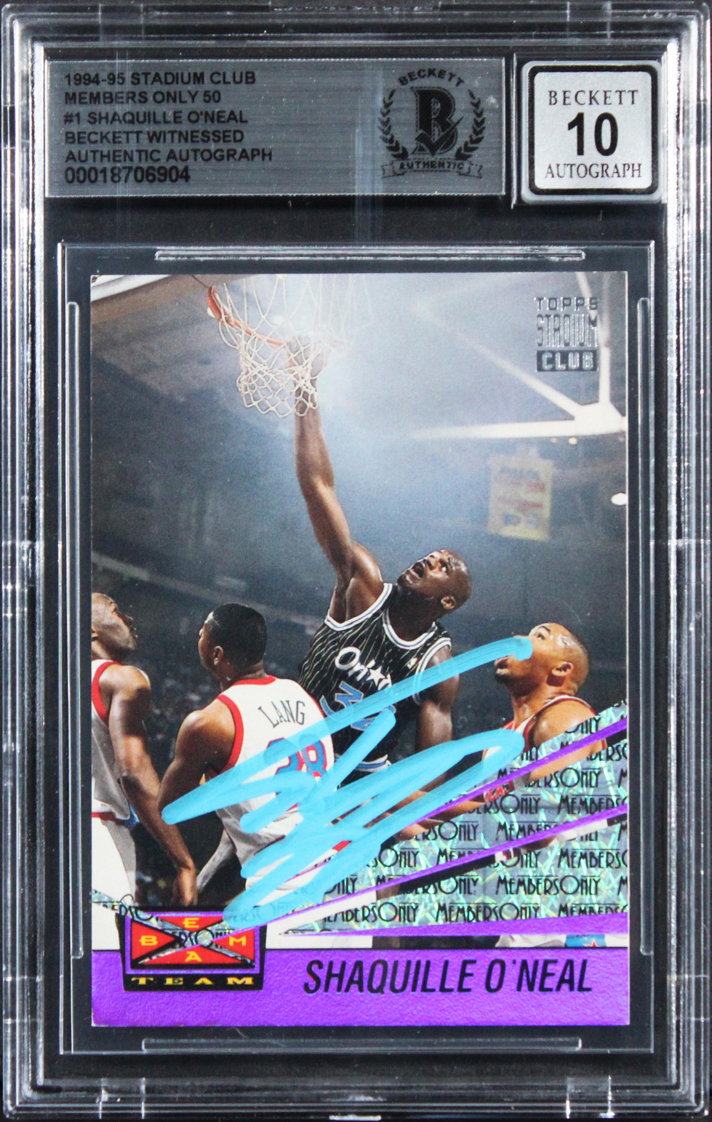Shaquille O'Neal Signed 1994 Stadium Club Members Only 50 #1 (BGS | Auto 10) at PristineAuction.com Shaquille O'Neal Signed 1994 Stadium Club Members Only 50 #1 (BGS | Auto 10) at PristineAuction.com