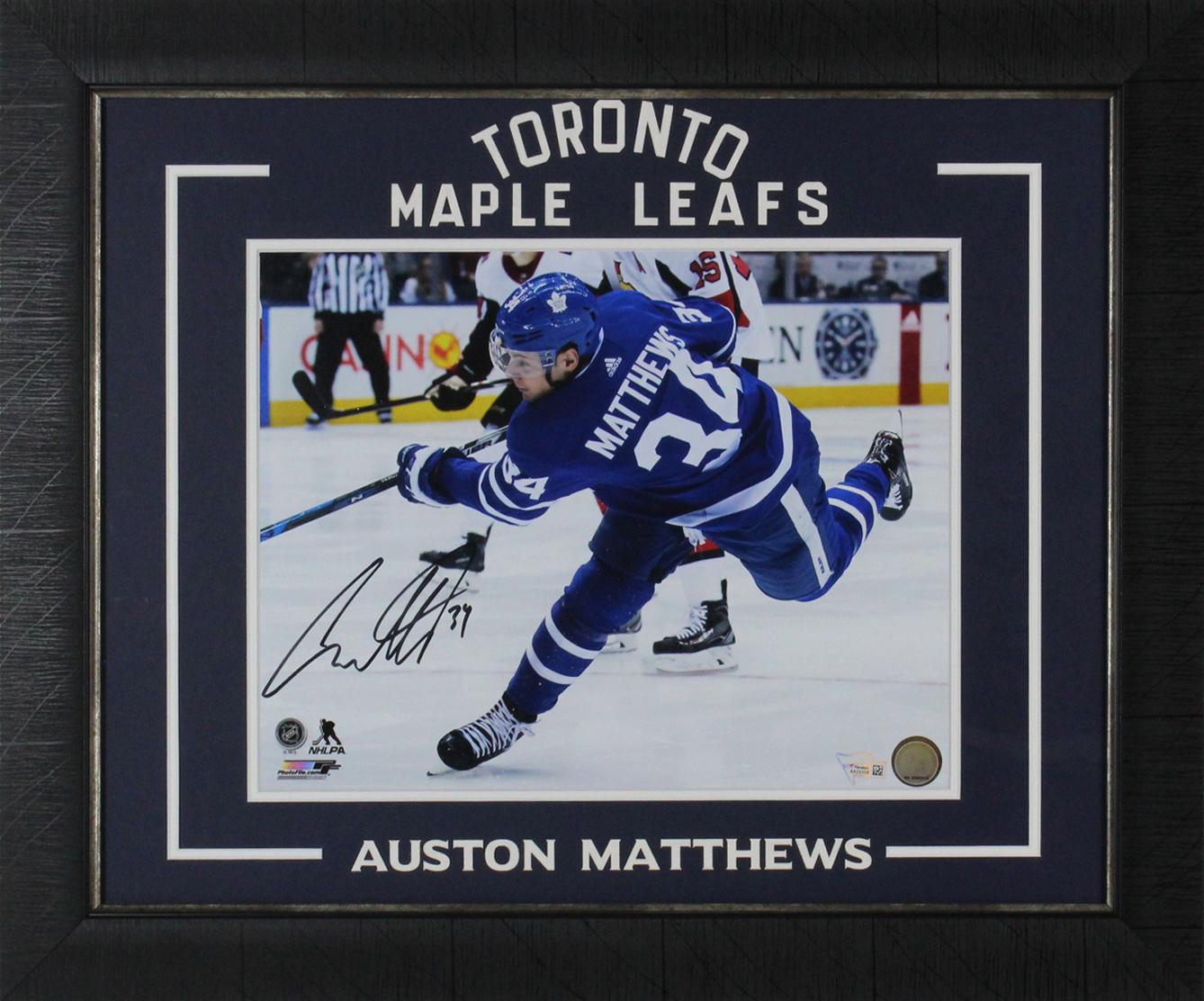 Auston Matthews Signed Maple Leafs Custom Framed Photo (Fanatics) at PristineAuction.com Auston Matthews Signed Maple Leafs Custom Framed Photo (Fanatics) at PristineAuction.com