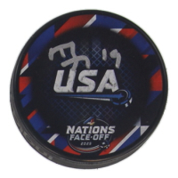 Matthew Tkachuk Signed 2025 Team USA Four Nations Face-Off Logo Hockey Puck (JSA) at PristineAuction.com