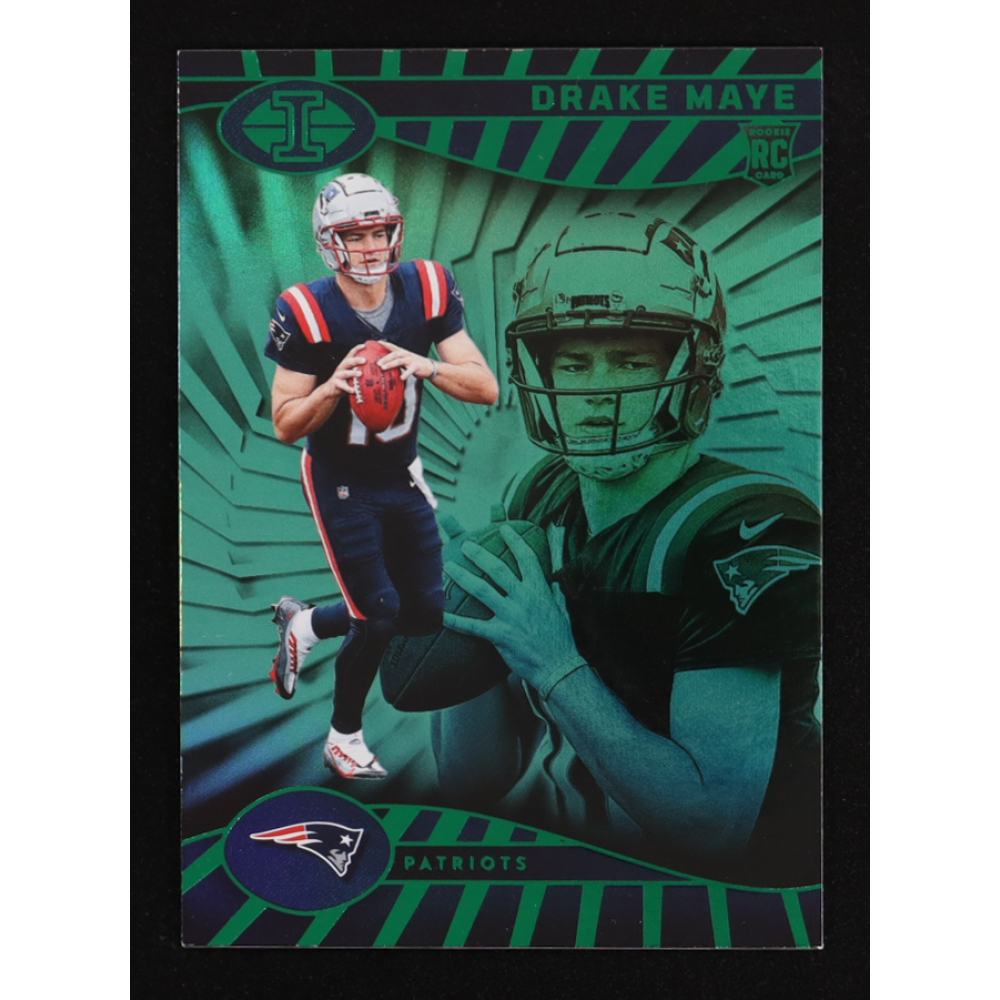 Drake Maye 2024 Panini Illusions Trophy Collection Emerald #59 RC at PristineAuction.com